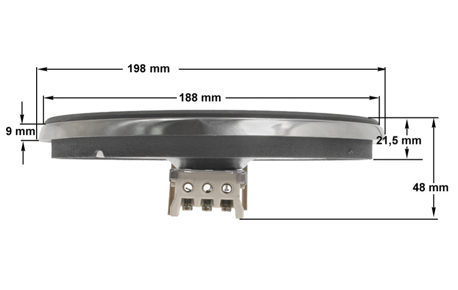 Εστία κουζίνας αυτόματη Φ180  D198mm 2000watt 220volt, μεγάλο προφίλ 9mm