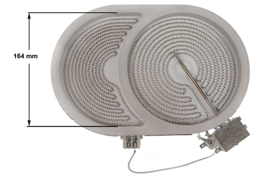 Εστία κεραμική διπλή οβάλ 2400w, 900+1500watt, 220volt, Φ285 X 192mm με 6 άκρα 