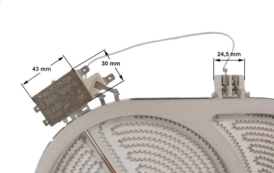 Εστία κεραμική διπλή οβάλ 2400w, 900+1500watt, 220volt, Φ285 X 192mm με 6 άκρα 